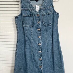 GAP v-neck Denim Sleeveless Mini Dress